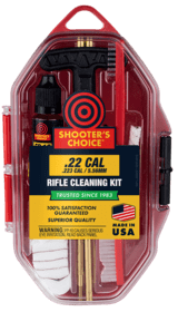 Shooter's Choice .22 Cal Rifle Cleaning Kit includes a convenient storage case